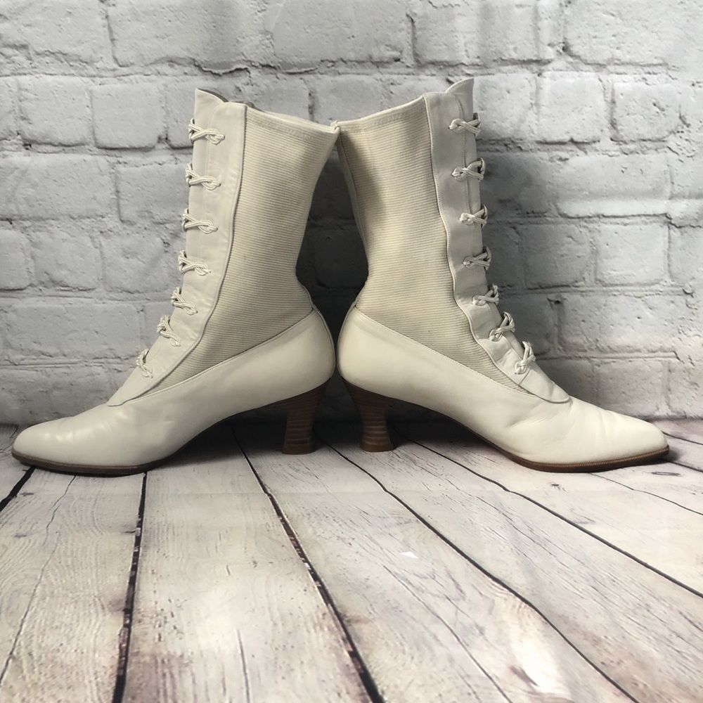 SOLD Stuart Weitzman Vtg Victorian Wedding Boots - Picture 6 of 8